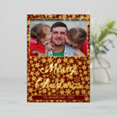 写真モダンクリスマスの燃えエレガント立つ雪の結晶 箔シーズンカード (立ち正面)