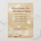 写真モダンクリスマスの燃えエレガント立つ雪の結晶 箔シーズンカード (裏面)