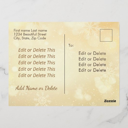 写真モダンクリスマスエレガントの台本は緑 箔シーズンポストカード (裏面)