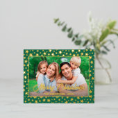 写真モダンクリスマスエレガントの台本は緑 箔シーズンポストカード (立ち正面)
