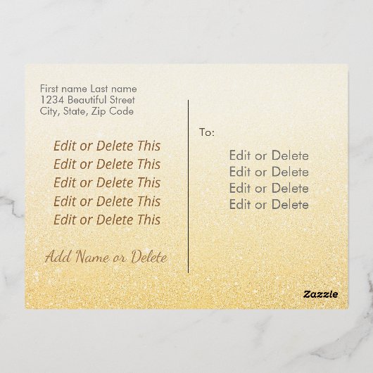 写真モダンクリスマスエレガントの台本イエス・クロス 箔シーズンポストカード (裏面)