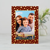 写真モダンクリスマスエレガントの星が赤く燃える 箔シーズンカード (立ち正面)