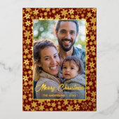 写真モダンクリスマスエレガントの雪の結晶 箔シーズンカード (正面)