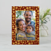 写真モダンクリスマスエレガントの雪の結晶 箔シーズンカード (立ち正面)