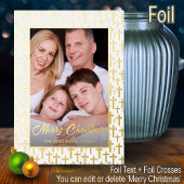 写真モダンクリスマスエレガント黄金のイエス十字架 箔シーズンカード