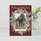 写真モダンクリスマスブルゴーニュグリーティングカード (スタンド正面)