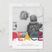 写真モダンクリスマスホリデーカード、レインボーピース シーズンカード (正面)