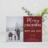 写真モダンクリスマスホリデーカード |赤 シーズンカード (スタンド正面)