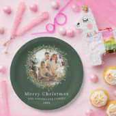 写真モダンクリスマスリース緑 ペーパープレート (パーティー)