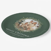 写真モダンクリスマスリース緑 ペーパープレート (アングル)