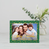 写真モダンクリスマス・イエスが緑を横切るエレガント 箔シーズンポストカード (立ち正面)