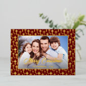 写真モダンクリスマス・イエスが赤いバーガンディを横切る 箔シーズンカード (立ち正面)