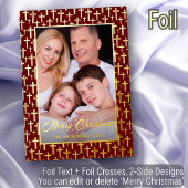 写真モダンクリスマス・イエスが赤いバーガンディを横切る 箔シーズンカード