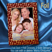 写真モダンクリスマス・イエスが赤いバーガンディを横切る 箔シーズンカード