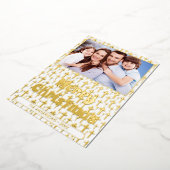 写真モダンクリスマス・ゴールデン・イエス・クロスエレガント 箔シーズンカード (回転した状態)