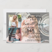 写真モダンクールコラージュ誕生日 招待状 (正面)