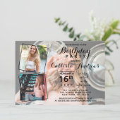 写真モダンクールコラージュ誕生日 招待状 (スタンド正面)
