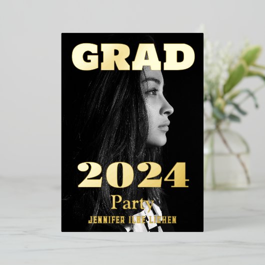 写真モダングラードパーティー 箔招待状 (立ち正面)