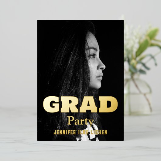 写真モダングラードパーティー 箔招待状 (立ち正面)