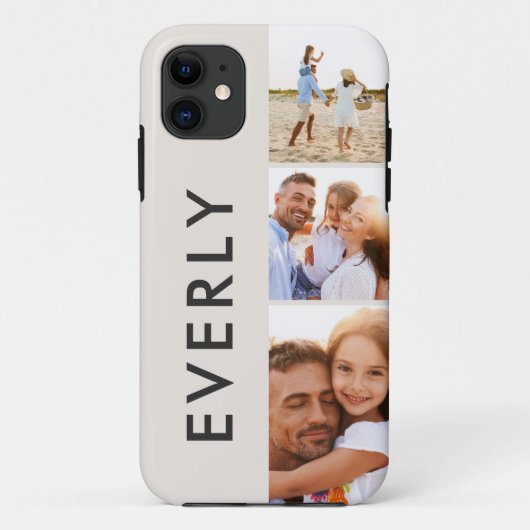 写真モダンコラージクリームイニシャルモノグラム Case-Mate iPhoneケース (裏面)