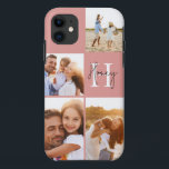 写真モダンコラージピンクイニシャルモノグラム iPhone 11 ケース<br><div class="desc">写真モダンコラージピンクイニシャルモノグラムデザイン。モダンデザイン数々のデザイン。色をに変更しカスタマイズます。コレクションの一部。</div>