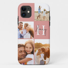 写真モダンコラージピンクイニシャルモノグラム iPhone 11 ケース
