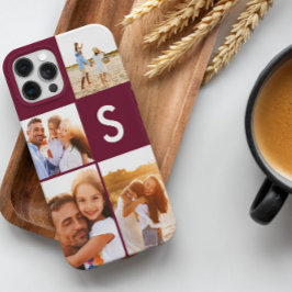 写真モダンコラージブルゴーニュイニシャルモノグラム Case-Mate iPhone 14ケース