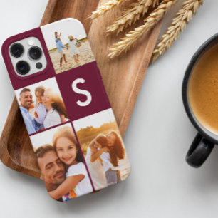写真モダンコラージブルゴーニュイニシャルモノグラム Case-Mate iPhone 14ケース