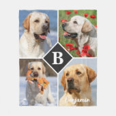 写真モダンコラージペットドッグモノグラパーソナライズされたム フリースブランケット (正面)
