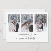 写真モダンコラージモノグラムミニマル結婚リスト セーブザデート (正面)