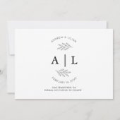 写真モダンコラージモノグラムミニマル結婚リスト セーブザデート (裏面)