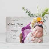 写真モダンコラージモノグラム生まれたばかりのガール誕生 案内状 (スタンド正面)