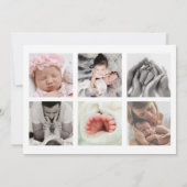 写真モダンコラージモノグラム生まれたばかりのガール誕生 案内状 (裏面)