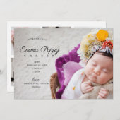 写真モダンコラージモノグラム生まれたばかりのガール誕生 案内状 (正面/裏面)