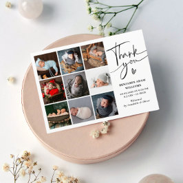 写真モダンコラージュありがとう誕生 案内状