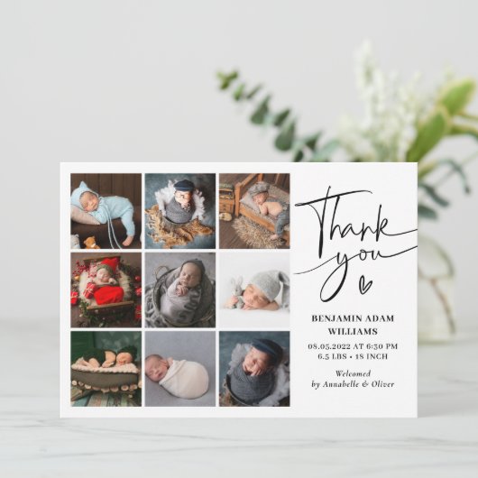 写真モダンコラージュありがとう誕生 案内状 (スタンド正面)