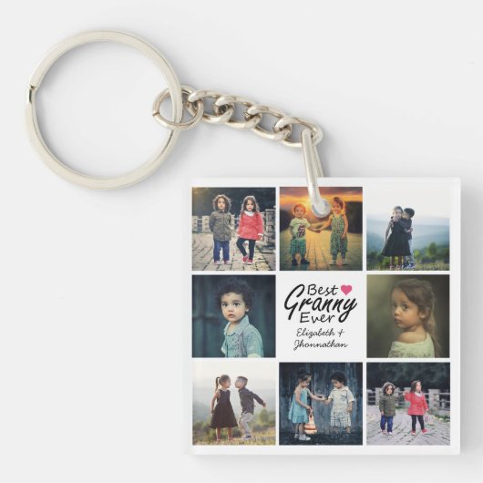 写真モダンコラージュおばあちゃんギフト キーホルダー (正面)