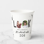 写真モダンコラージュおもしろい手書き誕生日 紙コップ (裏面)