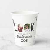 写真モダンコラージュおもしろい手書き誕生日 紙コップ (正面)