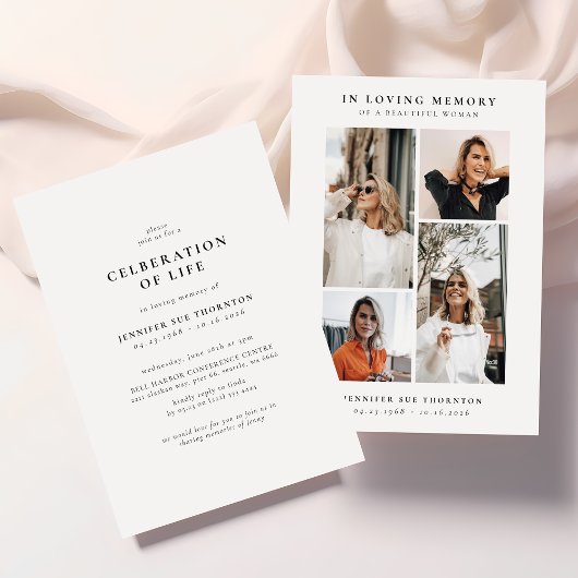 写真モダンコラージュお祝いオブ・ライフ 招待状