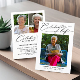 写真モダンコラージュお祝い追悼式 招待状