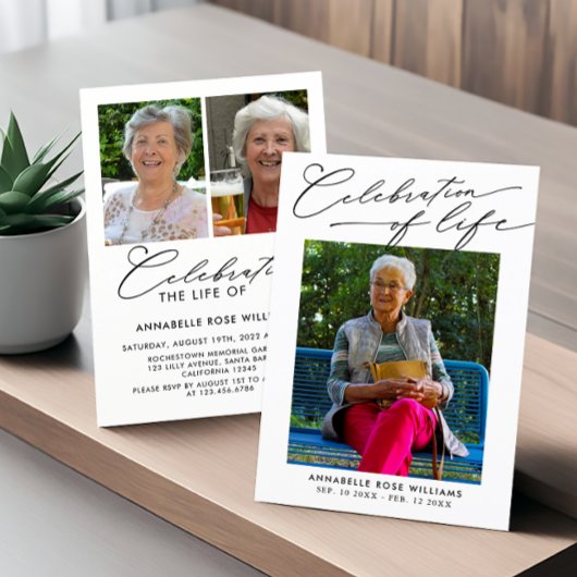 写真モダンコラージュお祝い追悼式 招待状