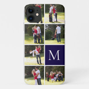 写真モダンコラージュとモノグラム海軍ブルー iPhone 11 ケース
