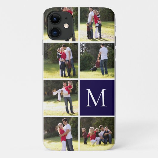 写真モダンコラージュとモノグラム海軍ブルー Case-Mate iPhoneケース (裏面)