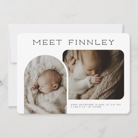 写真モダンコラージュのアーチ形の誕生発表 (正面)