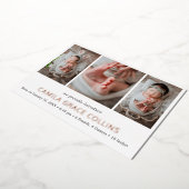 写真モダンコラージュのエレガント誕生の発表 箔招待状 (回転した状態)