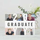 写真モダンコラージュのグラフィックタイポグラフィ卒業 案内状 (スタンド正面)