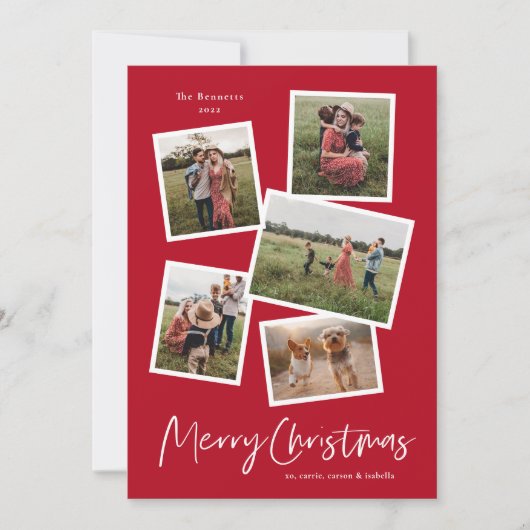 写真モダンコラージュのメリークリスマス シーズンカード (正面)