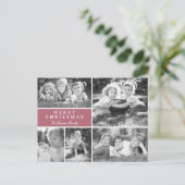 写真モダンコラージュのメリークリスマス シーズンポストカード (スタンド正面)