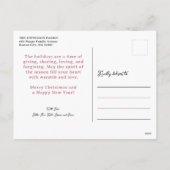 写真モダンコラージュのメリークリスマス シーズンポストカード (裏面)